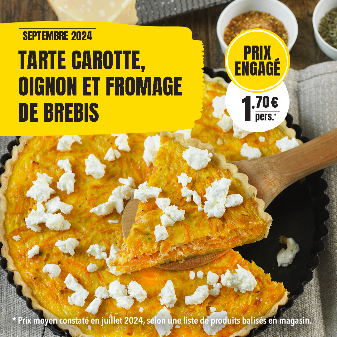 Tarte carotte, oignon et fromage de brebis